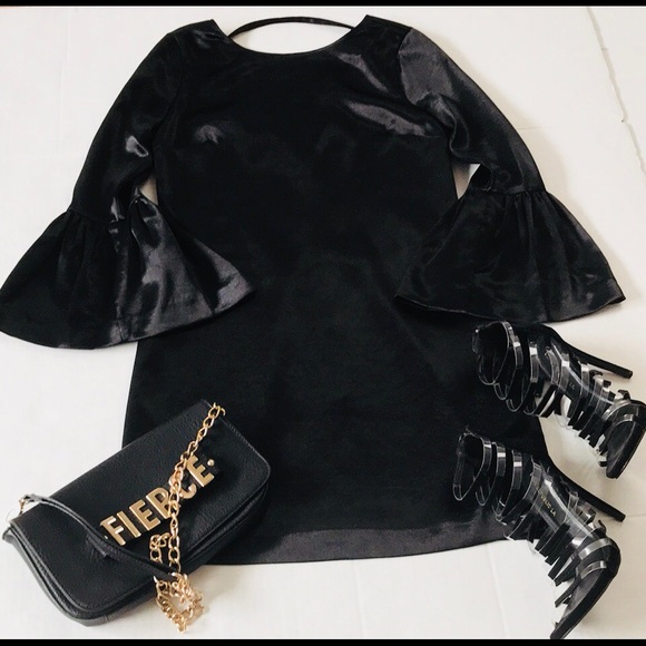 BLACK SATIN DRESS - Picture 1 of 4